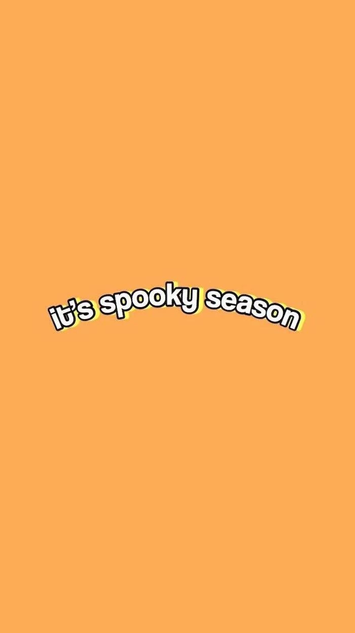 its spooky season written in white in the middle of the screen halloween background images orange background