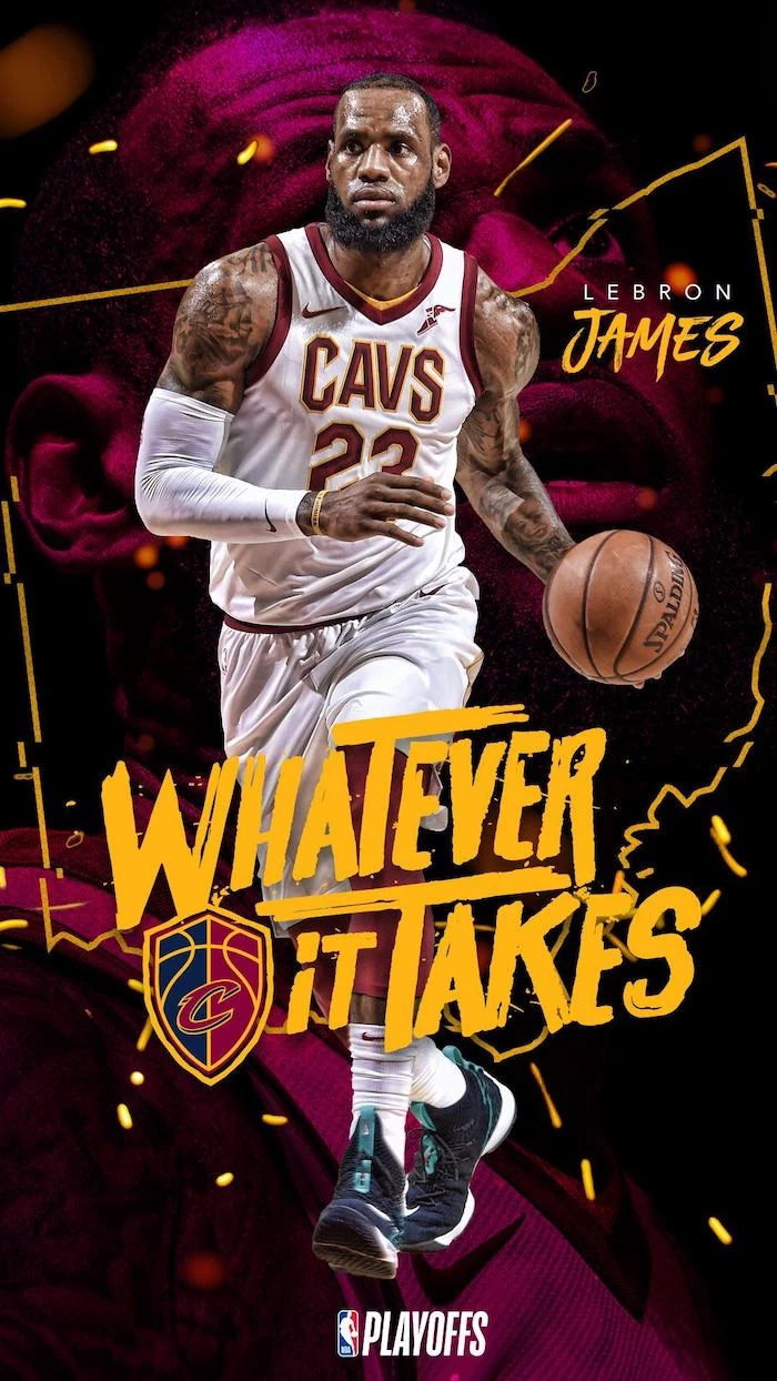 photo collage of lebron wearing cavaliers uniform dribbling the ball lebron james lakers wallpaper whatever it takes written in yellow