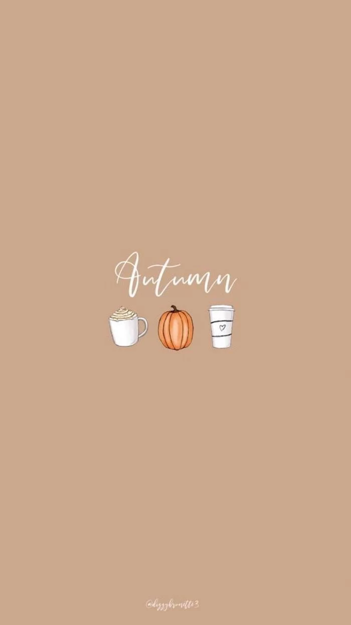 pumpkin spice latte pumpkin coffee cup drawings cute fall wallpaper iphone autumn written in white cursive font