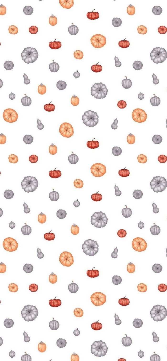 pumpkins drawn in orange red and gray on white background scary halloween background
