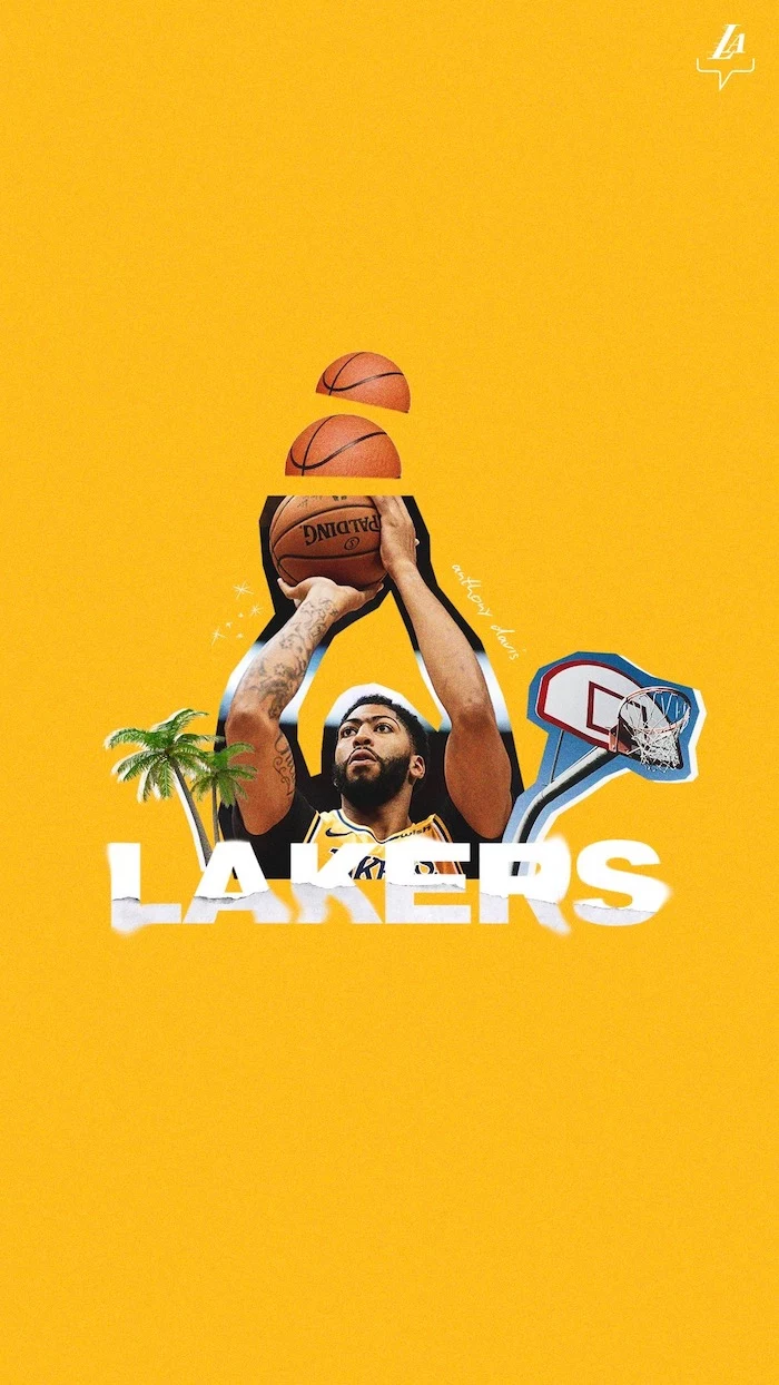 best basketball wallpapers photo collage of anthony davis shooting the basketball rim and palm trees next to it