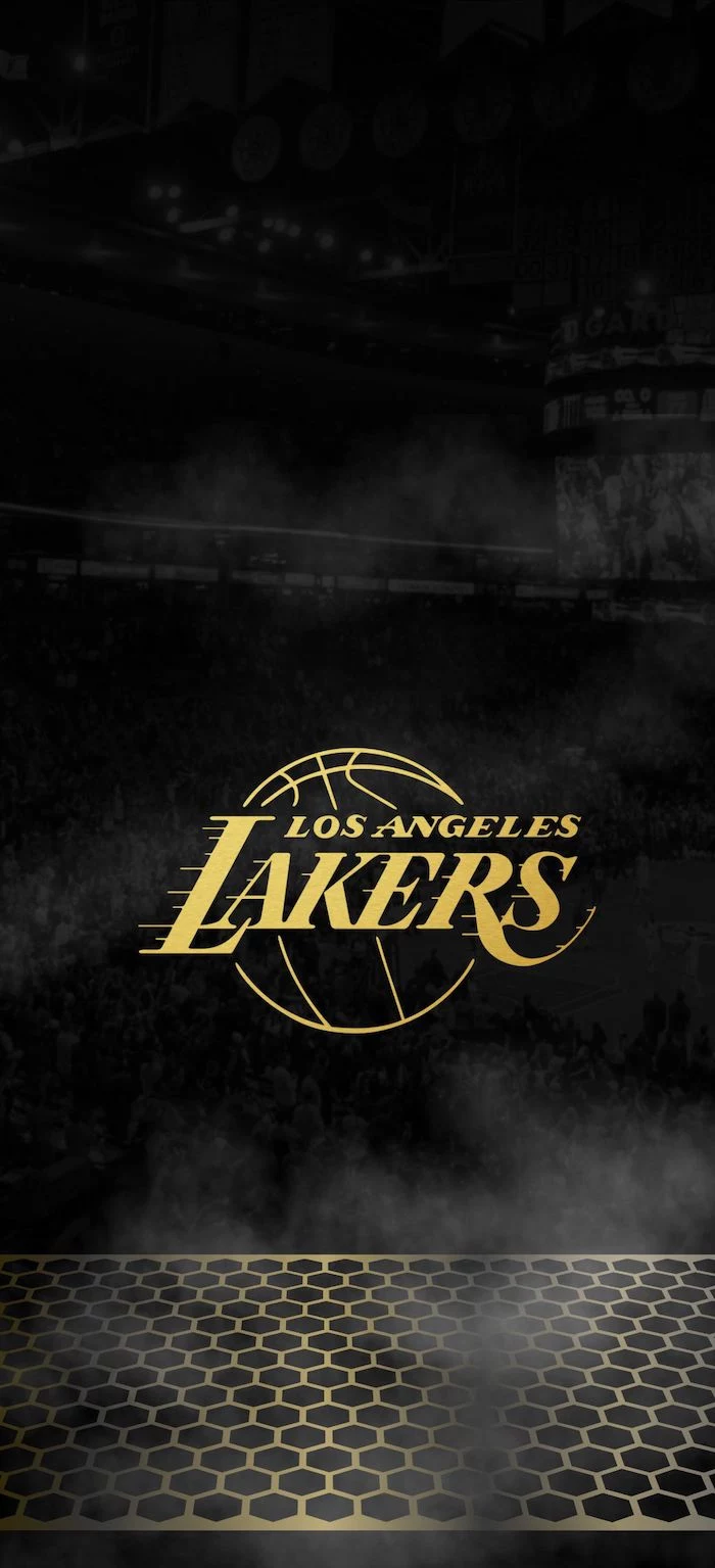 black background los angeles lakers logo drawn in gold in the middle nba background