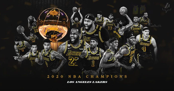 black background with photo collage of los angeles lakers 2020 nba champions cool basketball wallpapers lebron james anthony davis