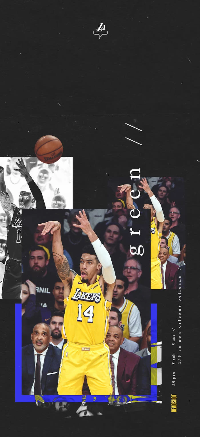 danny green wallpaper lakers background photo collage of him shooting the ball on black background