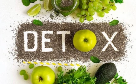 detox written with chia seeds apples avocado grapes lime spinach parsley mint green salad on the side how to detoxify your body