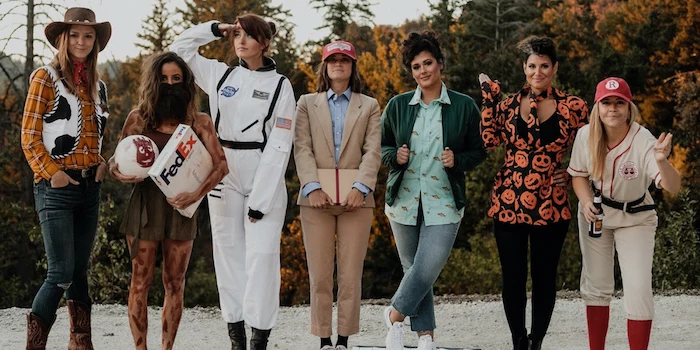 funny diy halloween costumes seven women dressed as different famous tom hanks characters