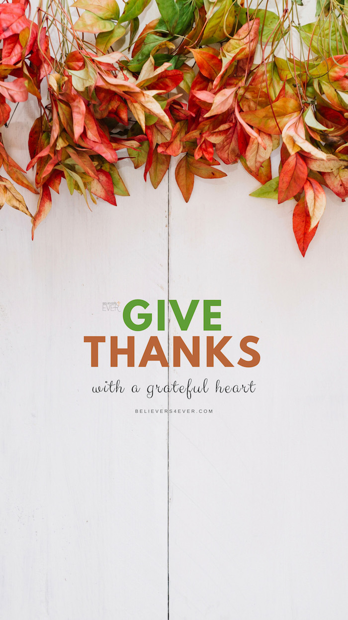 give thanks with a grateful heart written in the middle thanksgiving wallpaper hd fall leaves above it