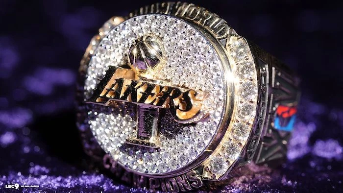 lakers wallpaper close up of the los angeles lakers championship ring placed on purple velvet covered surface