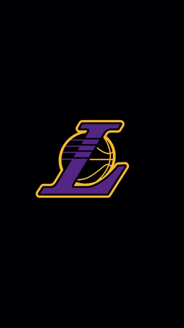 los angeles lakers logo in purple and gold drawn on black background anthony davis wallpaper