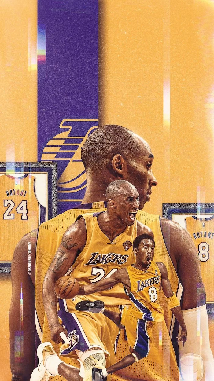 photo collage of kobe bryant from the court wearing gold lakers uniforms best basketball wallpapers jerseys in frames in the background