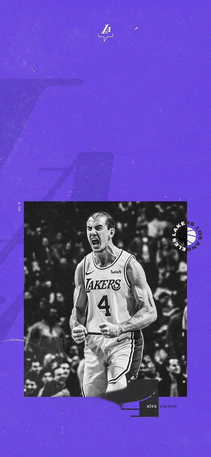 purple background best basketball wallpapers alex caruso wallpaper photographed on the court wearing lakers uniform