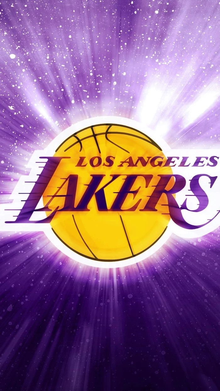 purple background nba background los angeles lakers logo in the middle drawn on purple and gold