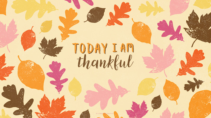 today i am thankful written in the middle of yellow background thanksgiving wallpaper drawings of fall leaves around it