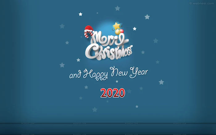 blue background cute christmas wallpaper merry christmas and happy new year 2020 written on it