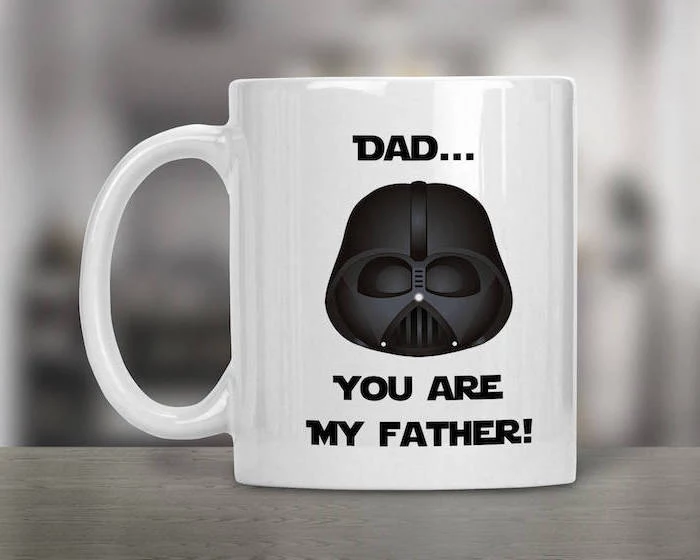 dad you are my father written around drawing of darth vader on white coffee mug christmas gift ideas for dad