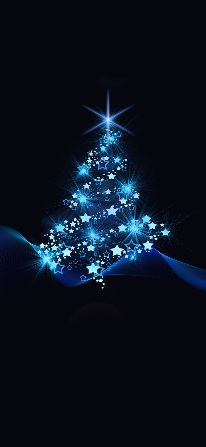 digital drawing of christmas tree outline made with shining stars christmas wallpaper computer black background