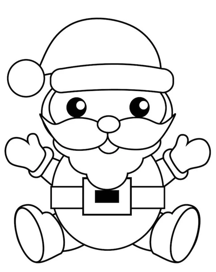 drawing of santa clause smiling christmas coloring pages for kids black and white drawing
