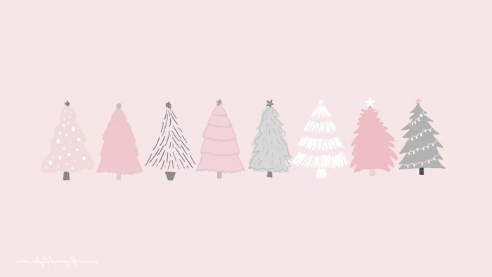 drawings of eight christmas tree in different colors drawn on pink background christmas background iphone