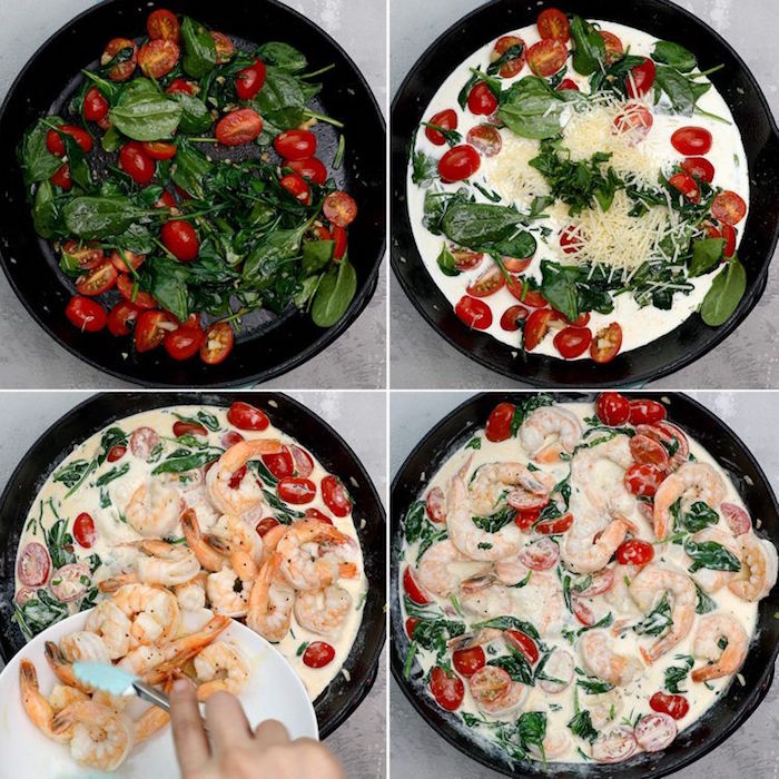 four step by step diy tutorial tuscan shrimp recipe baked shrimp recipes with spinach and cherry tomatoes