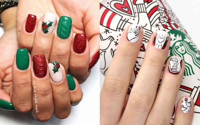 green and red glitter nail polish mistletoe decorations cute christmas nails white nail polish christmas starbucks inspired decorations
