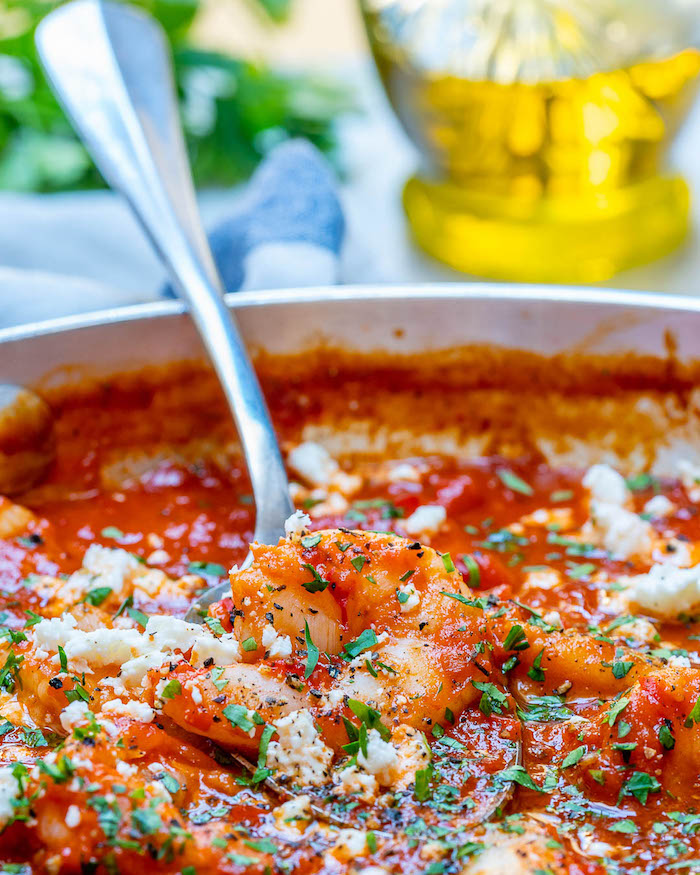 mediterranean shrimp with tomato sauce cooked in skillet how to cook frozen shrimp garnished with chopped parsley