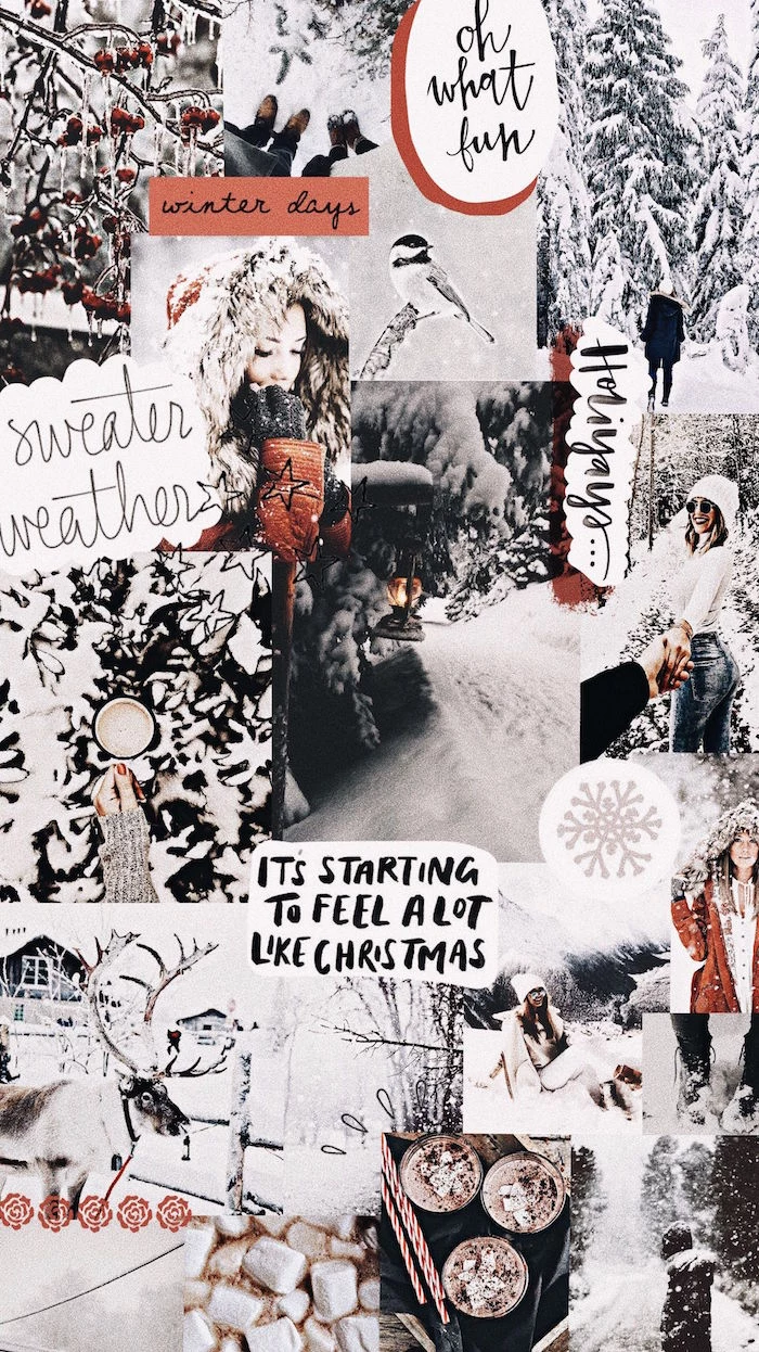 photo collage of different photos showing snowy landscapes christmas wallpaper tumblr its starting to feel a lot like christmas