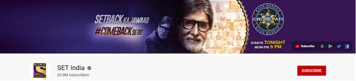 set india youtube channels with eighty three million subscribers front page of the channel