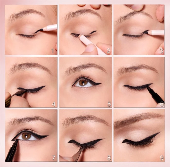 step by step tutorial how to do eyeliner for almond eyes with black eyeliner in nine steps