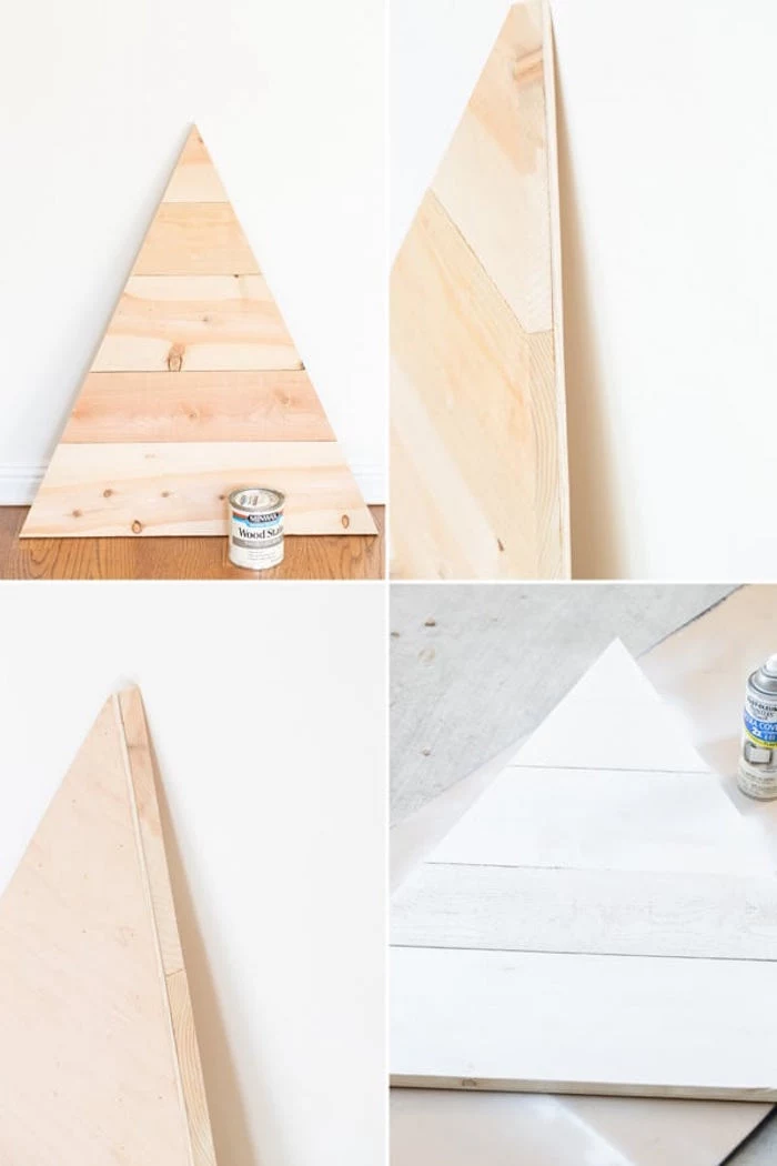 step by step tutorial how to make an advent calendar wooden christmas tree painted in white