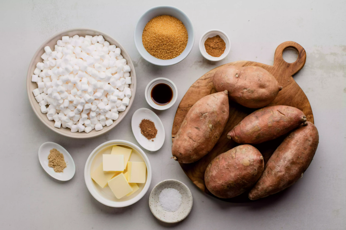 sweet potatoes marshmellows sugar butter herbs best thanksgiving sides candied yams ingredients