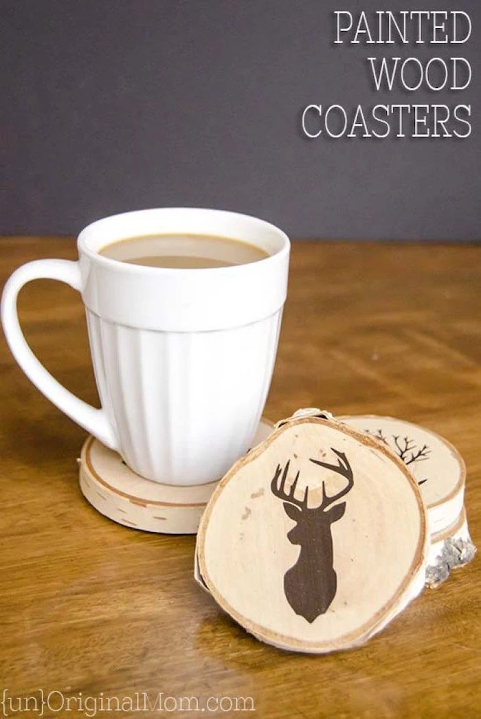 what to get dad for christmas wood coasters with different drawings on them step by step diy tutorial