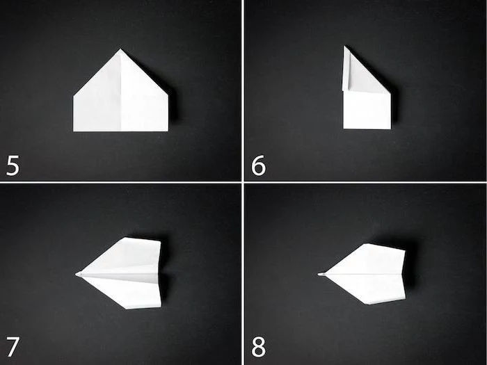 how to make a paper airplane that flies far photo collage of step by step diy tutorial white piece of paper on black background