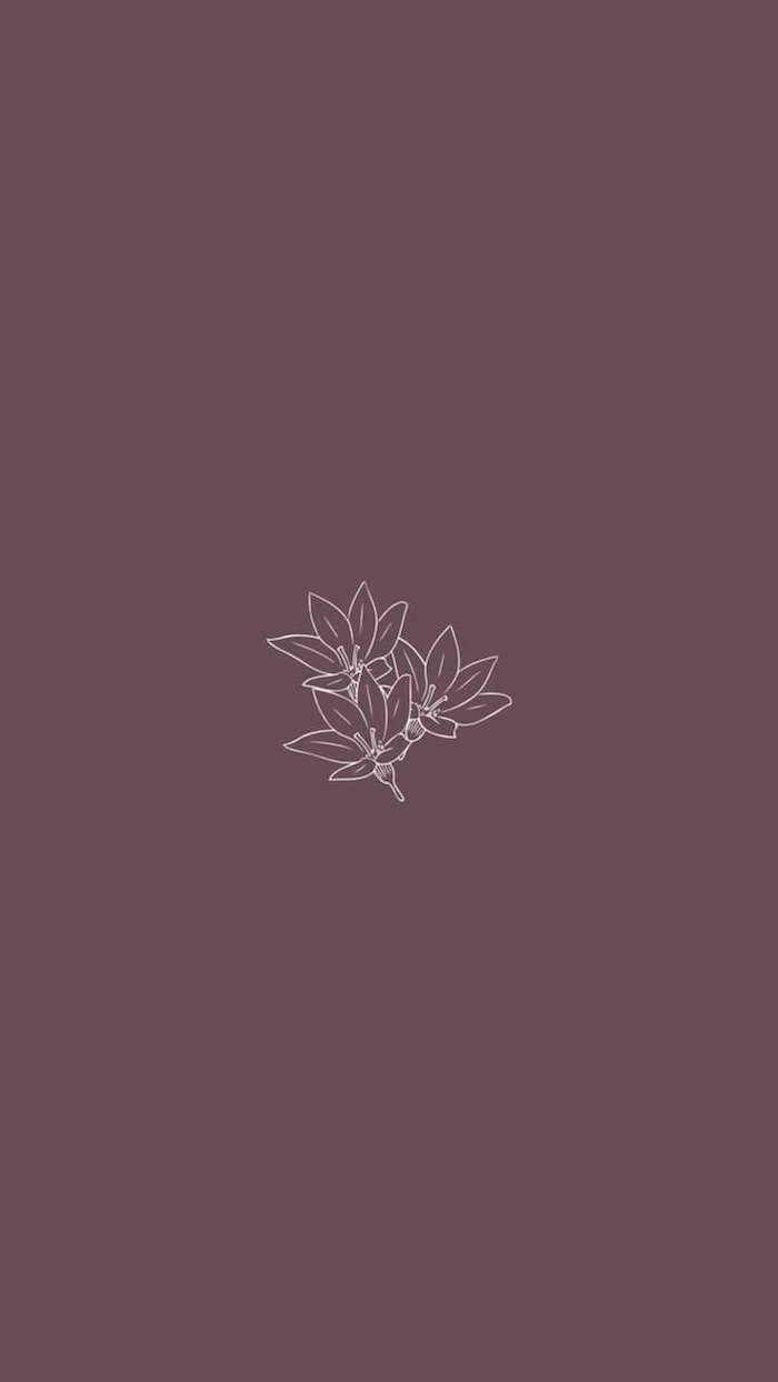 white outlines of three flowers in the middle of dark purple background simple desktop backgrounds
