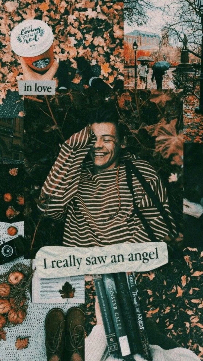 i really saw an angel written under photo of harry styles pictures mood board photo collage