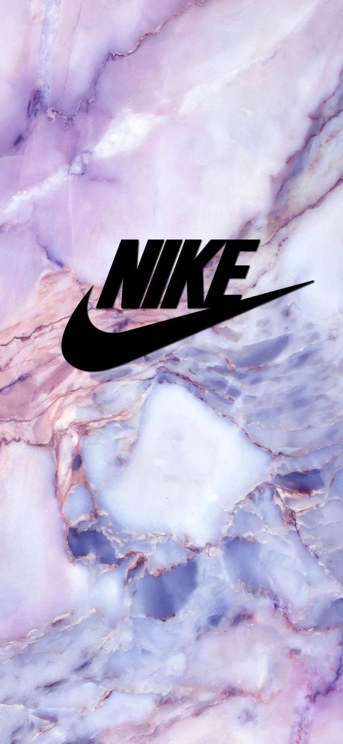 black nike logo in the middle nike shoes wallpaper purple and pink marble background