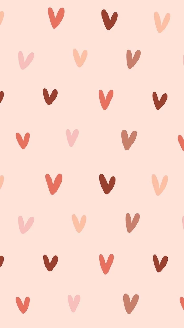 drawings of different hearts in shades of red and pink valentines day wallpaper light pink background