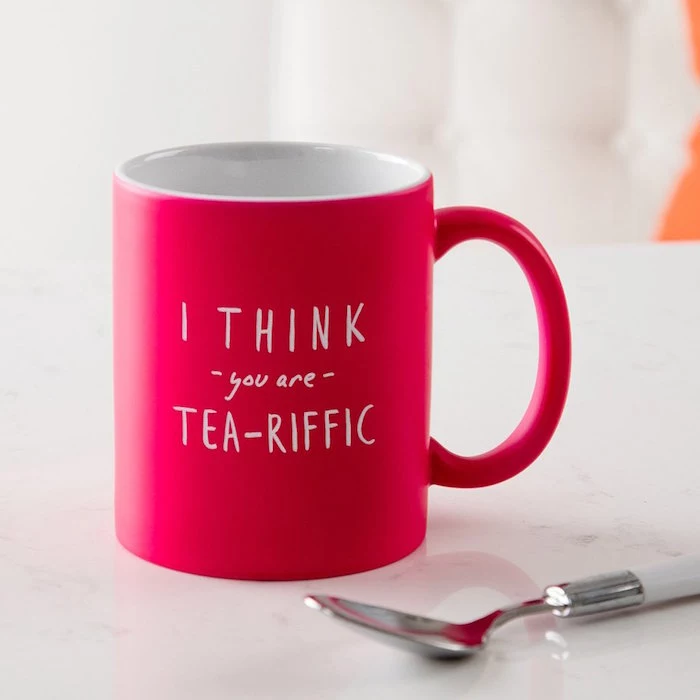 i think you are tea riffic written in white on red coffee mug valentines day gifts for boyfriend funny personalised mug