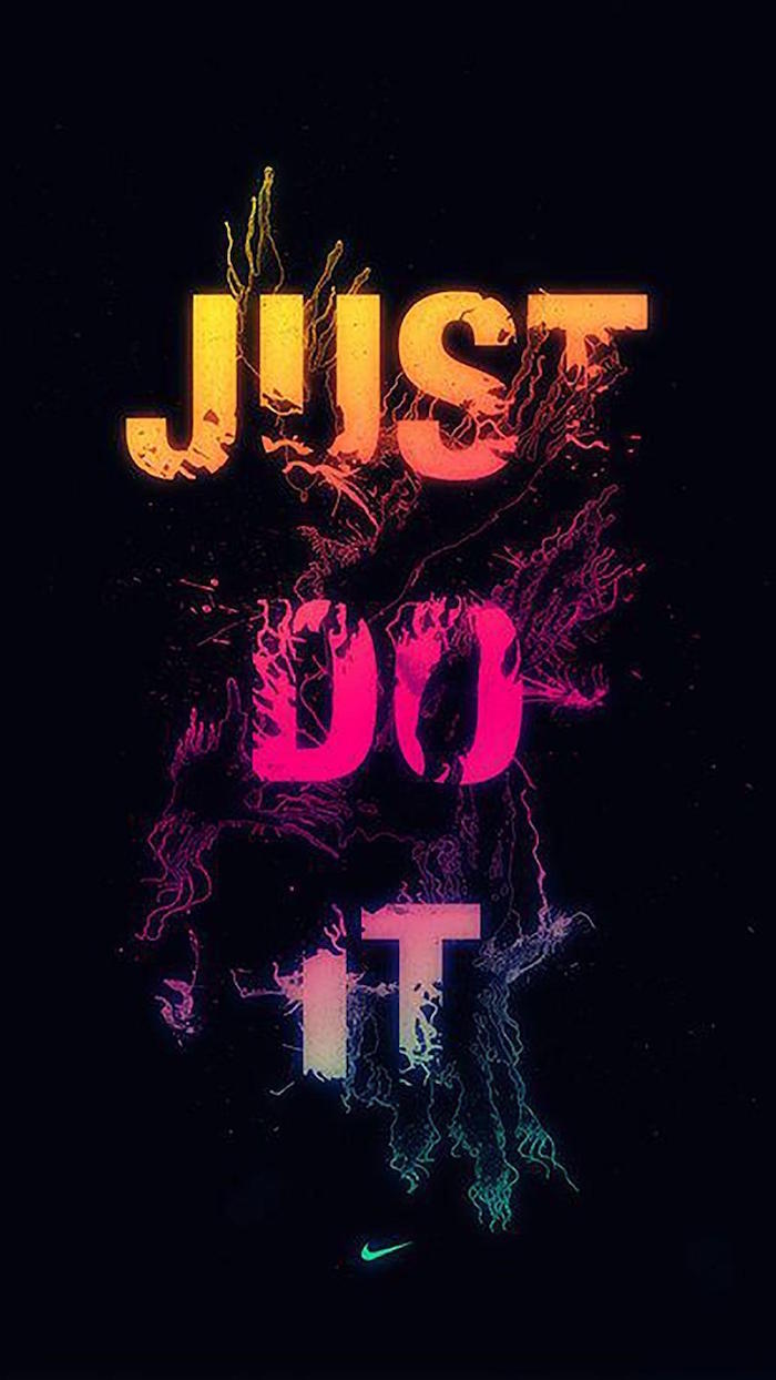 pink purple and orange just do it logo in the middle of black background cool nike backgrounds green nike logo under it