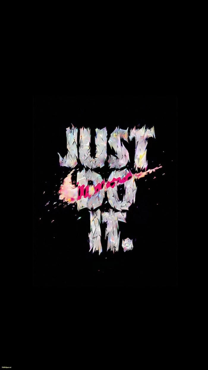 white just do it written in the middle with pink nike logo on black background cool nike backgrounds