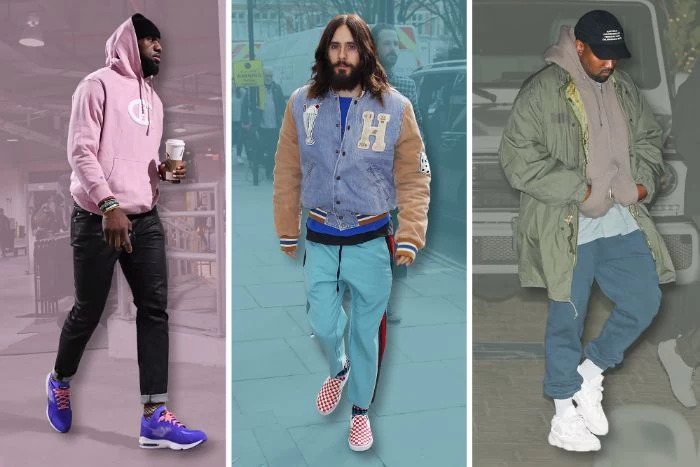 lebron james jared leto kanye west three side by side photos streetwear outfits different outfits