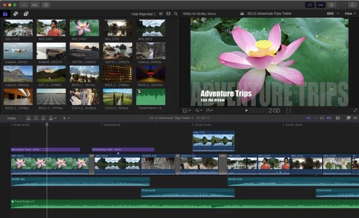 best video editing software screenshot of video being edited with final cut pro on macbook