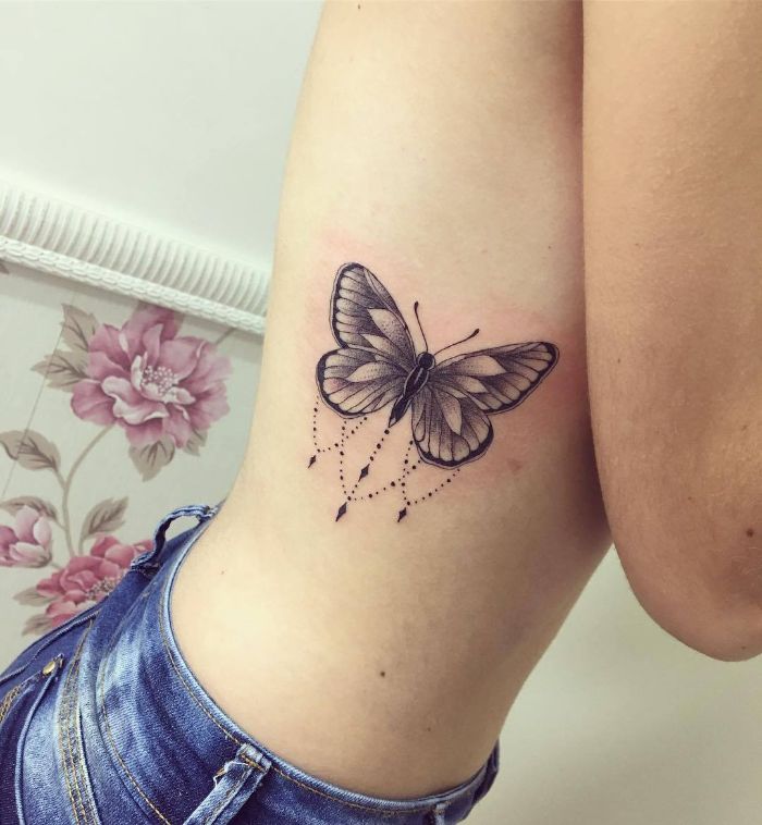 butterfly side tattoos