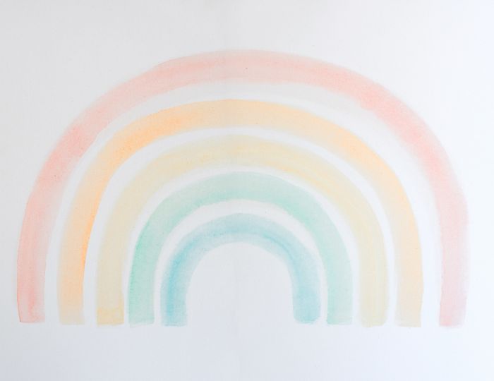 blue orange pink lines done with watercolor on white background pastel rainbow wallpaper