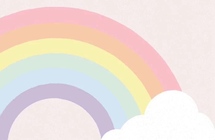 boho rainbow wallpaper digital drawing of rainbow ending in a cloud on white background