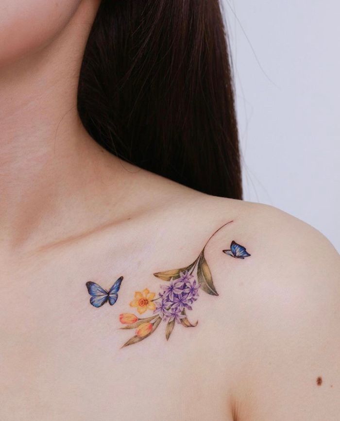 The Canvas Arts Temporary Tattoo Waterproof For Men Women Wrist Arm Hand Shoulders  Tattoo M128 Butterfly Tattoo Size 19X09 cm  Amazonin Beauty