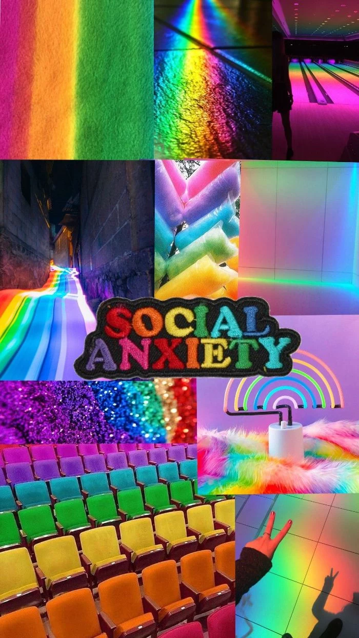 colorful photo collage with colorful photos cute colorful wallpaper social anxiety patch in the middle