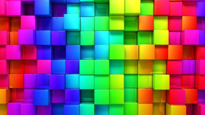 digital drawing of cubes in all colors of the rainbow pastel rainbow wallpaper purple blue green orange red yellow