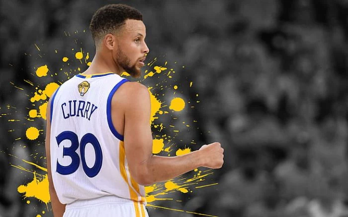 edit of steph curry wearing white uniform golden state warriors wallpaper black and white blurred background