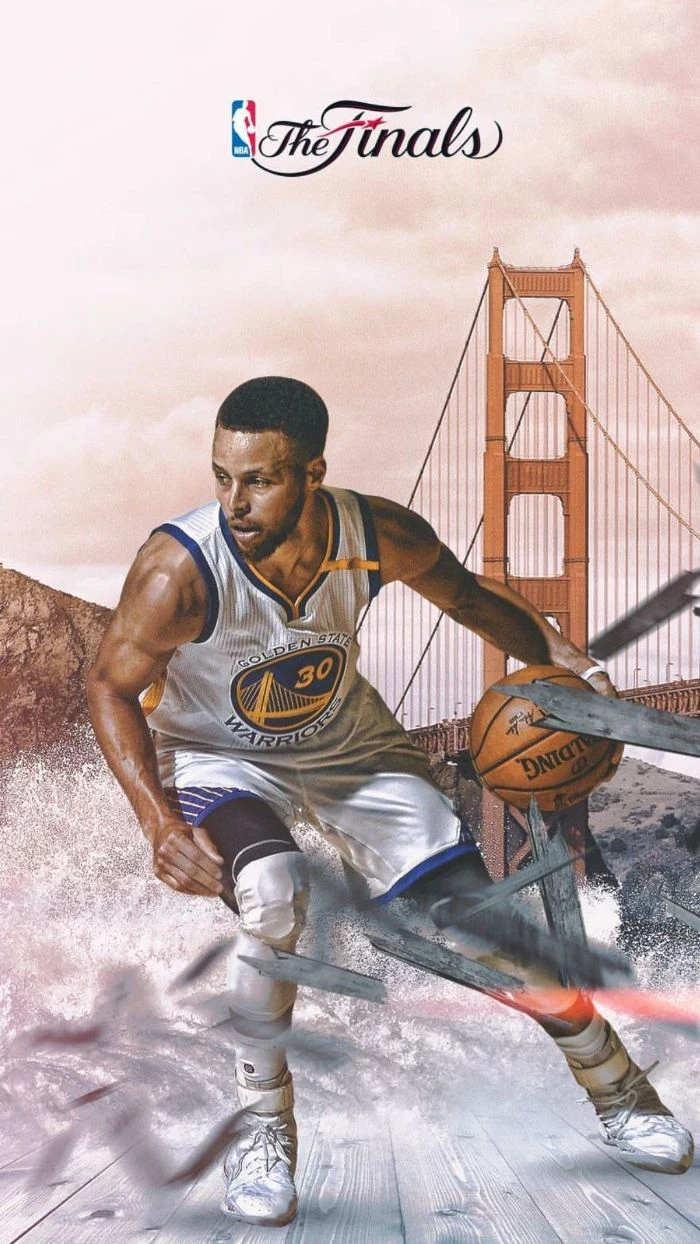 finals edit of steph dribbling the ball stephen curry wallpaper iphone golden gate bridge in the background