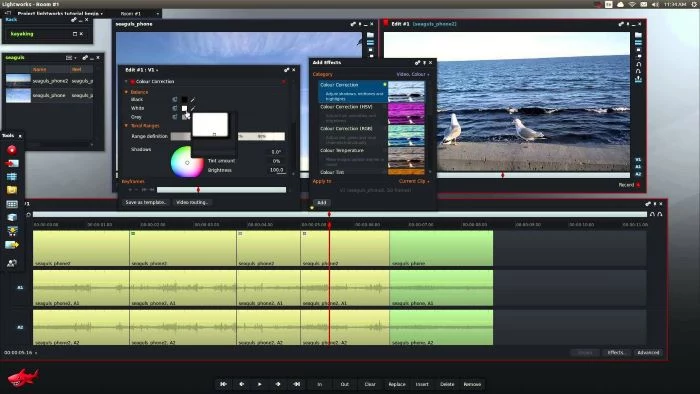 lightworks screenshot of video being edited best video editing software color corrections